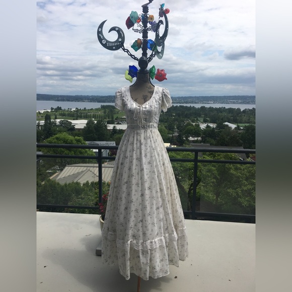 Vintage Gunn Sax by Jessica McClintock Prairie Dress Cottage-core  - Size 9 - Picture 4 of 17